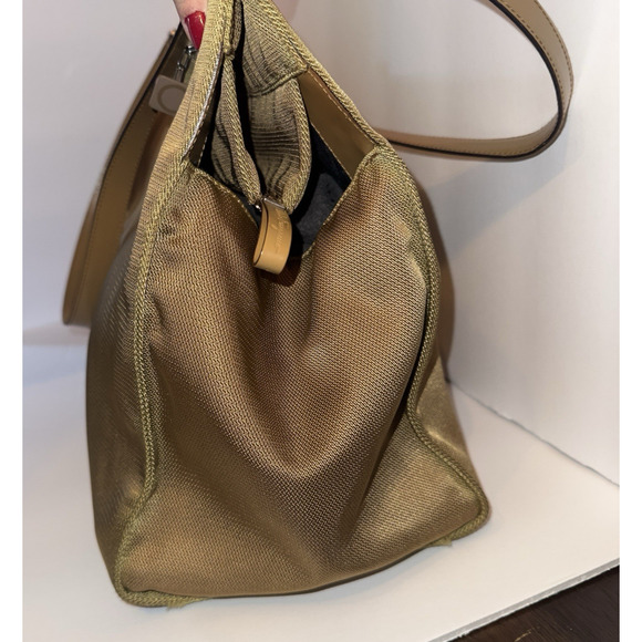 Salvatore Farragamo Handbag shoulder leather brown tan canvas bag authentic - Picture 7 of 16
